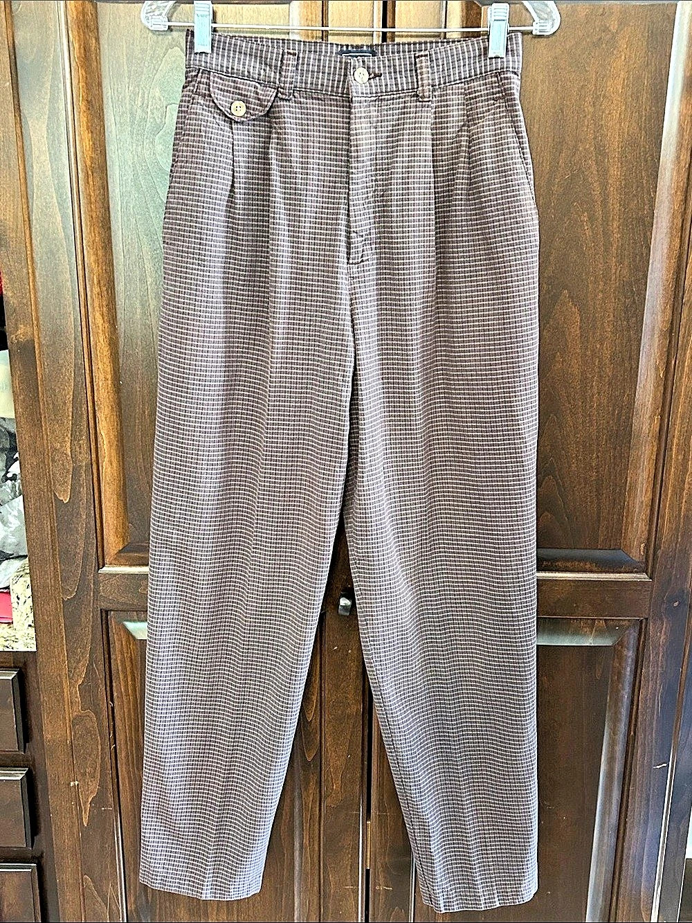 80’s Lee Plaid Straight Leg Trouser Size 8 Cotton Blend-Brown Plaid
